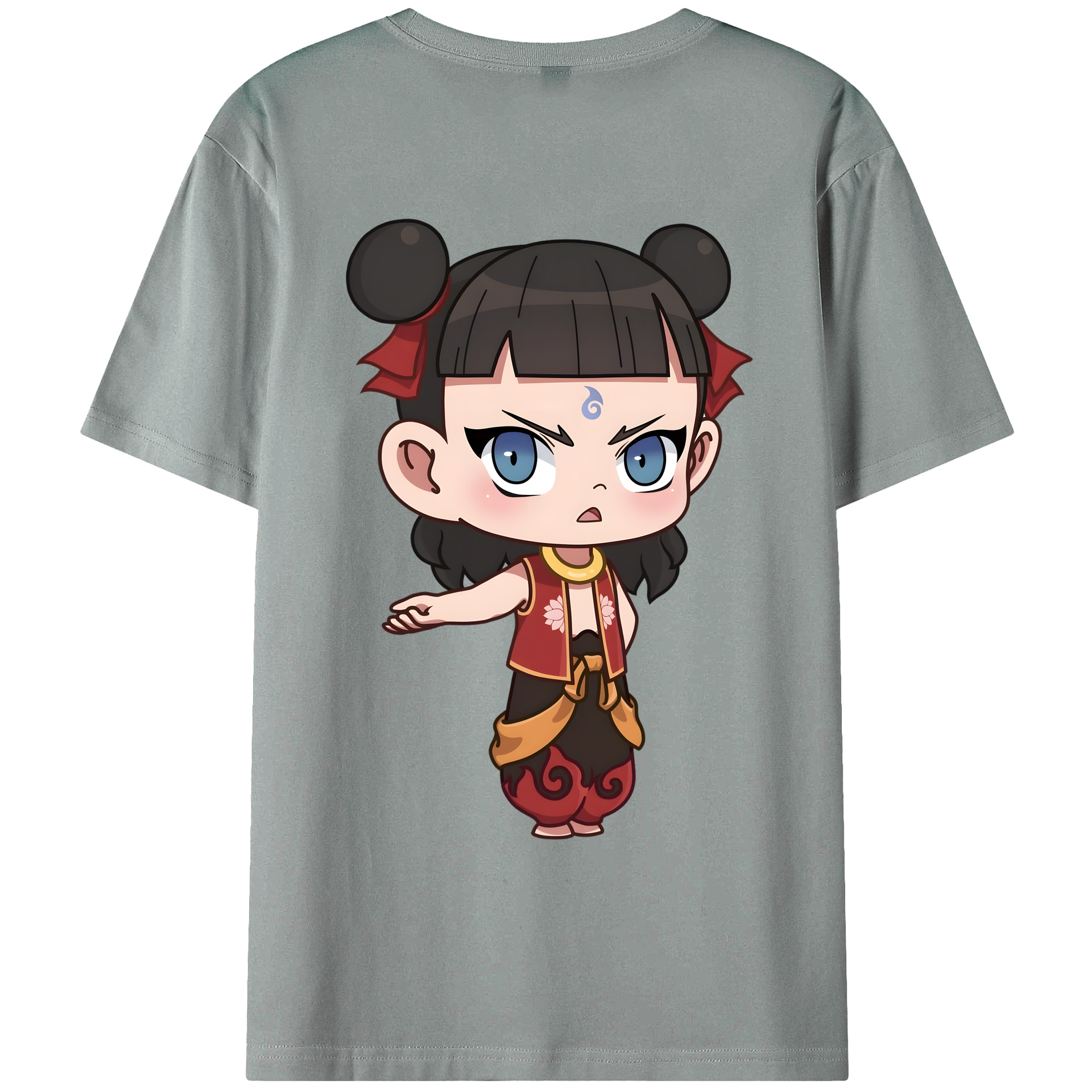 （画像用） Ne Zha 2 ナタ 魔童の大暴れ 綿100％ メンズ半袖Tシャツ（バックプリント） 通気性